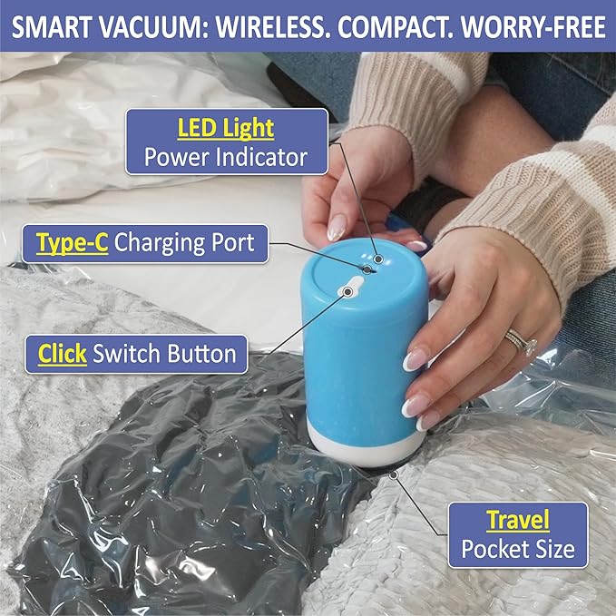 Travel Vacuum Storage Bags with Rechargeable Electric Pump