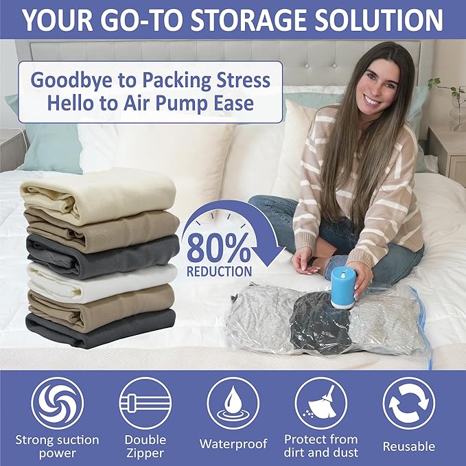 Travel Vacuum Storage Bags with Rechargeable Electric Pump