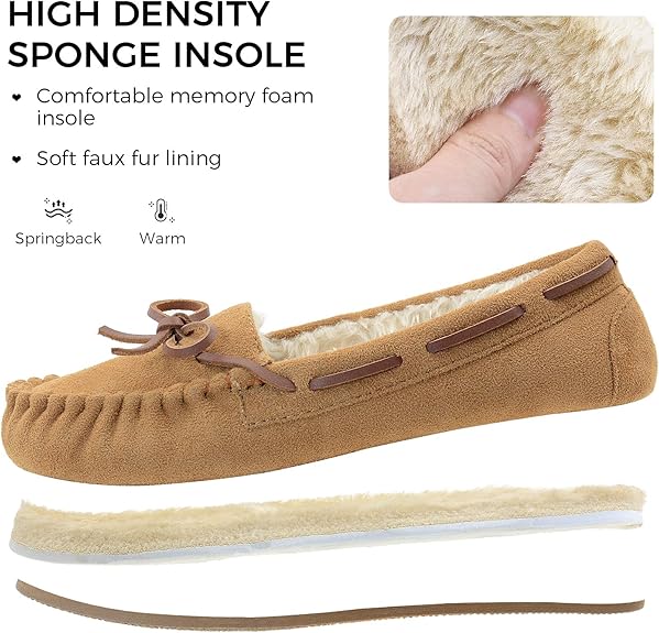 Women’s Micro Suede Slippers with Faux Fur Lining
