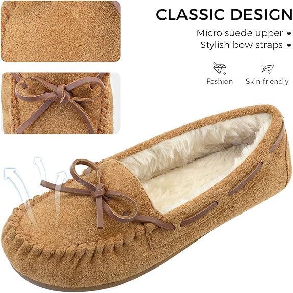 Women’s Micro Suede Slippers with Faux Fur Lining