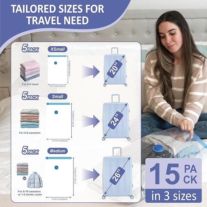 Travel Vacuum Storage Bags with Rechargeable Electric Pump